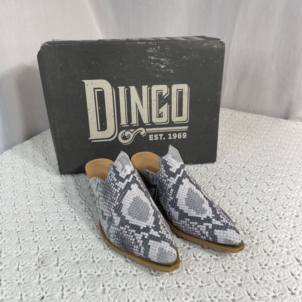 Dingo Knockout Snake Pointed Toe Mules Womens Size 7 M Heels DI105-NAT